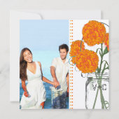 フォトコーラルターコイズ素朴メイソンジャールカーネーション 招待状 (裏面)