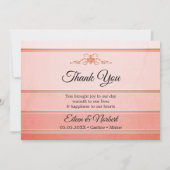 フォトコーラルピストライプのンク結婚サンキューカード セーブザデート (裏面)