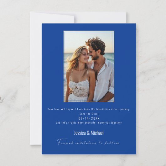 フォトコーンフラワーとラベンダーエレガンス付き セーブザデート (裏面)