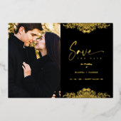 フォトゴエレガントンデリーフェイクレース結婚ズ 箔招待状 (正面)