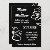 フォトゴシックブラックフローラ結婚スケッチ 招待状 (正面/裏面)