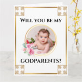 フォトゴッドペアレント金ゴールドクロスフローラブーケシック カード (黄色い花)