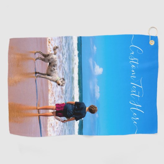 フォトゴパーソナライズされたルフタオル付きカスタム文字 ゴルフタオル (横)