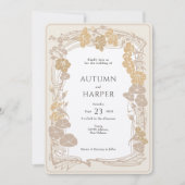 フォトゴールデンエレガンス結婚ボタニカル 招待状 (正面)