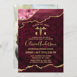 フォトゴールデンレッド看護学校卒業パーティー 招待状