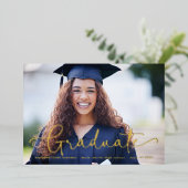 フォトゴールドエレガントフォイル卒業発表 箔招待状 (立ち正面)