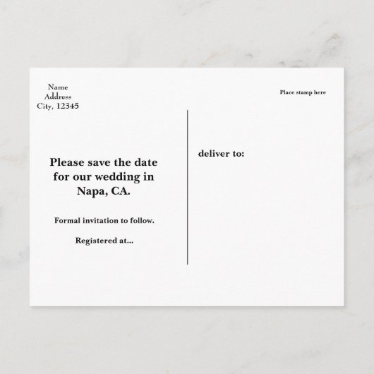 フォトゴールドフォイルのシックなバナー日付ポストカードを保存 案内ポストカード (裏面)