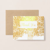 フォトゴールドフォイルイニシャルツリートランクサンキュー 箔カード (封筒付き正面)