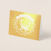 フォトゴールドフォイルリース〔雄ジカの〕枝角結婚ズサンキュー 箔カード (正面)