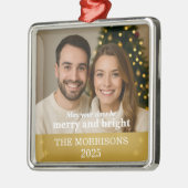 フォトゴールドモダンフォイル雪片ファミリー メタルオーナメント (左)