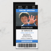 フォトサッカーチケット誕生日招待状 (正面/裏面)