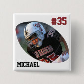 フォトサッカーホワイト – ボパーソナライズされたタン 缶バッジ (正面)