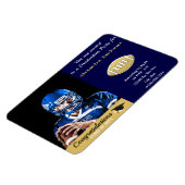 フォトサッカー選手の卒業党ネイビーブルー マグネット (左側)