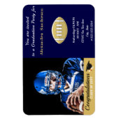 フォトサッカー選手の卒業党ネイビーブルー マグネット (縦)