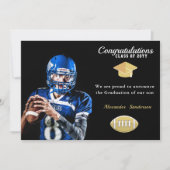 フォトサッカー選手の卒業発表 招待状 (正面)