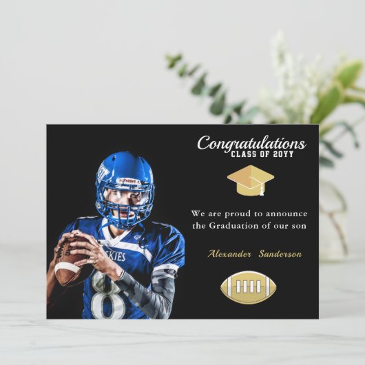 フォトサッカー選手の卒業発表 招待状 (スタンド正面)