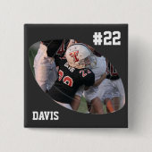 フォトサッカー – 黒 – パーソナライズされた 缶バッジ (正面)