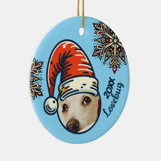 フォトサパーソナライズされたンタとスノーフレークカスタム セラミックオーナメント (右)