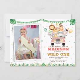 フォトサファリの誕生日の招待ワイルドワンガール 招待状
