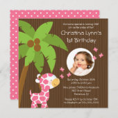 フォトサファリジャングルキリンキッド誕生パーティー 招待状 (正面/裏面)