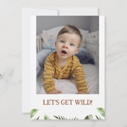 フォトサファリバスボーイズワイルドワン誕生日 招待状 (裏面)