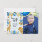 フォトサファリブルー誕生日サンキューカード 招待状 (正面)
