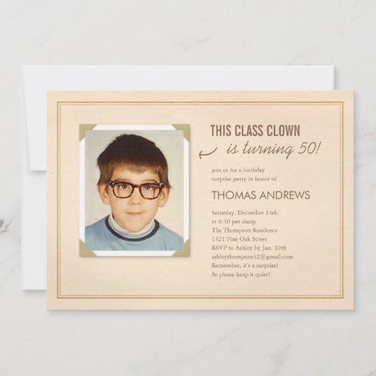 フォトサプおもしろいライズバースデーパーティ招待状 招待状 (正面)