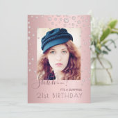 フォトサプライズバースデーパーティーほこりっぽいバラダイヤモンド 招待状 (スタンド正面)