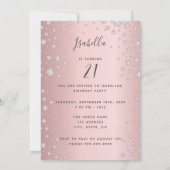 フォトサプライズバースデーパーティーほこりっぽいバラダイヤモンド 招待状 (裏面)