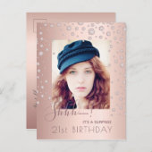 フォトサプライズバースデーパーティーバラ金ゴールド招待 ポストカード (正面/裏面)