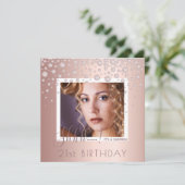 フォトサプライズ誕生日バラ金ゴールドピンクダイヤモンド 招待状 (スタンド正面)