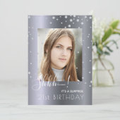 フォトサプライズ誕生日パーティシルバーダイヤモンド 招待状 (スタンド正面)