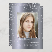 フォトサプライズ誕生日パーティシルバーダイヤモンド 招待状 (正面/裏面)
