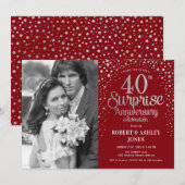 フォトサプライズ 40周年記念 - ルビーレッド シルバー 招待状 (正面/裏面)