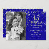フォトサプライズ 45周年記念 - ブルー シルバー 招待状 (正面/裏面)