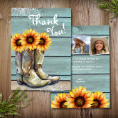 フォトサンキューカントリー素朴ヒマワリのブーツ サンキューカード