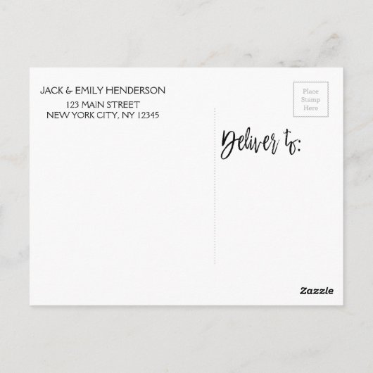 フォトサンキューカードとエレガントタイポグラフィ ポストカード (裏面)