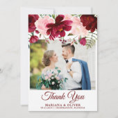 フォトサンキューカードブルゴーニュピンクフローラ 招待状 (正面)