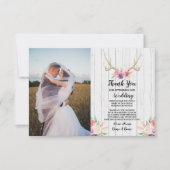 フォトサンキューカード結婚ズアントラーフローラウッド 招待状 (正面)