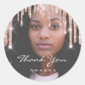 フォトサンキューネーム結婚式の引き出物バラグリッター ラウンドシール (正面)