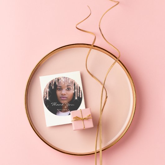 フォトサンキューネーム結婚式の引き出物バラグリッター ラウンドシール