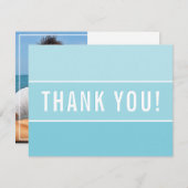 フォトサンキューモダングラデーションターコイズ青 サンキューカード (正面/裏面)