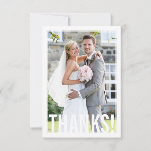 フォトサンクス モダン ボールドタイプ ウェディング シンプル サンキューカード (正面)