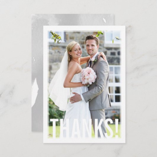フォトサンクス モダン ボールドタイプ ウェディング シンプル サンキューカード (正面/裏面)