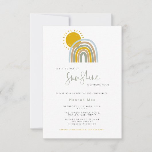 フォトサンシャインレインボーベビーシャワー招待状 招待状 (正面)