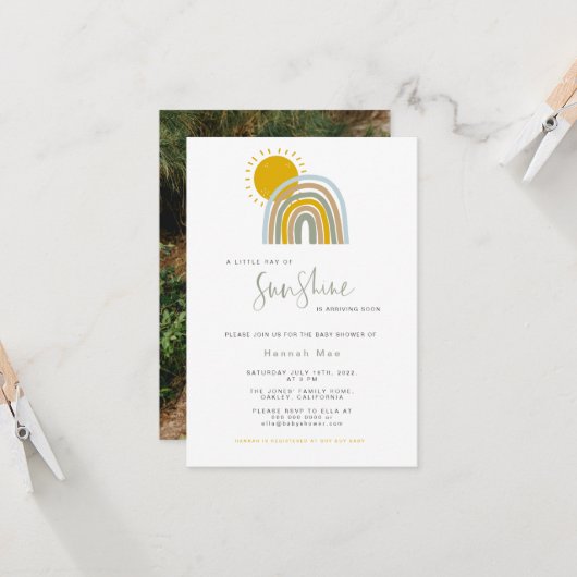 フォトサンシャインレインボーベビーシャワー招待状 招待状 (正面/裏面インサイチュ)