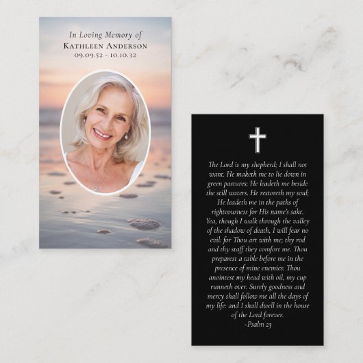 フォトサンセット海メモリアル祈りの言葉カード コーリングカード (正面/裏面)