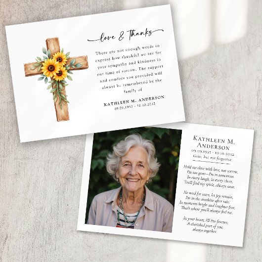 フォトサンフラワークロススクリプト葬儀 サンキューカード