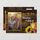 フォトサンフラワーフローラブーケ木保存日 案内ポストカード (正面/裏面)