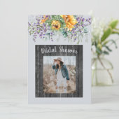 フォトサンフラワーラベンダー素朴ブライダルシャワー 招待状 (スタンド正面)